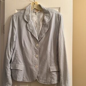 Women's Cotton Striped Gray Jacket